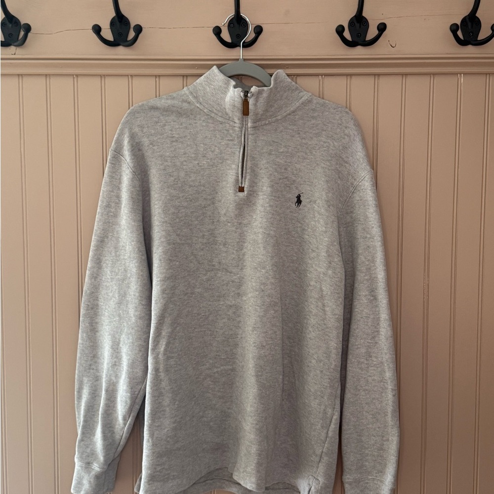 Polo Ralph Lauren Quarter Zip Pullover Men’s XL Gray Pony Logo Sweater - Picture 1 of 7